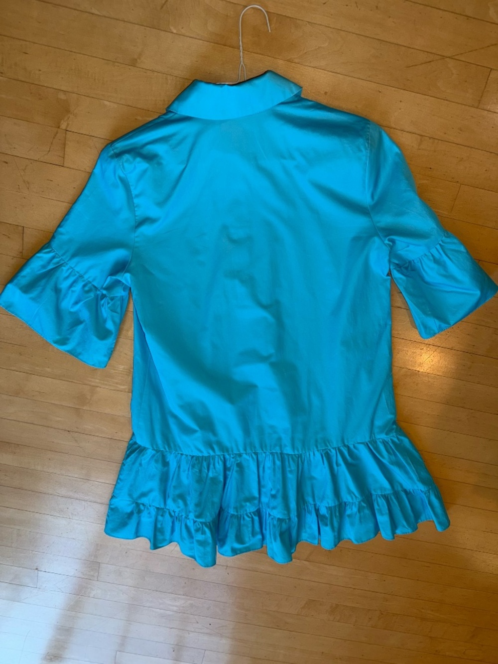 Kasia Turqiouse blue tiered shirt dress, L,  GP1548 - Picture 5 of 5